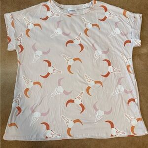 Women's Graphic Print Top - Orange and Pink